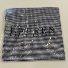 Lauren Ralph Lauren Cotton Blue Check Handkerchief Pocket Square New