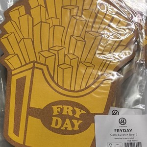 U Brands Fryday Cork Bulletin Board Framed Wall-Mount Novelty Yellow/Brown 6910T