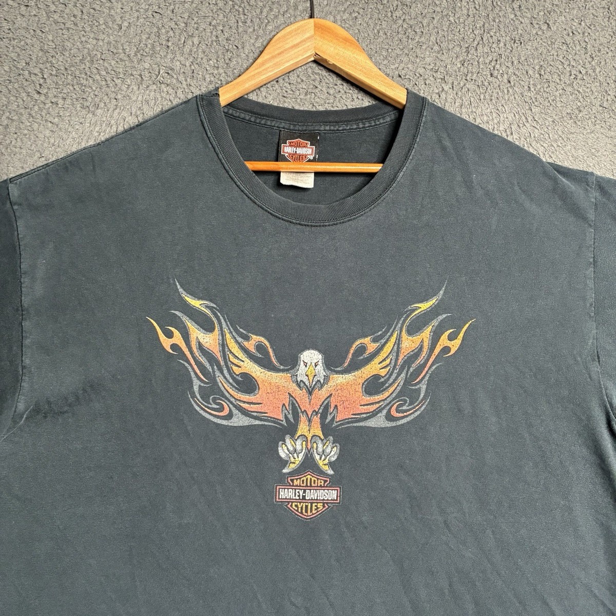 Vintage Harley Davidson Flame 3D Eagle T Shirt Men