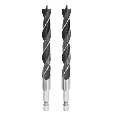 2pcs Brad Point Drill Bits Set 3/8'' Wood Drill Bit with 1/4'' Hex Shank