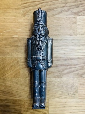 Vintage Nutcracker Dept. 56 Hinged Silver Plate 1995 Lillian Vernon 8  Tall