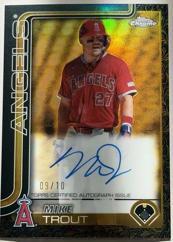 Mike Trout 2025 Topps Gilded On-Card Auto /10 Gold Lava Angels