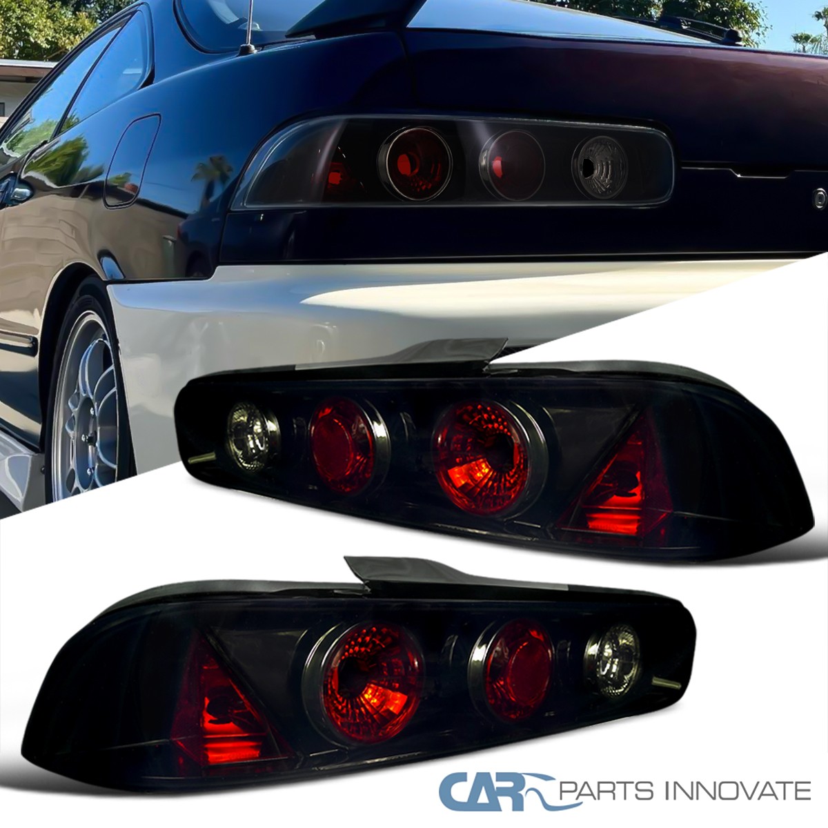 Fits 1994-2001 Acura Integra 2/3DR Black Smoke Tail Lights Brake