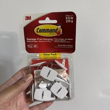 NEW 3M Command Damage - Free Hanging Small Wire Hooks 17067-12ES