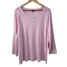NWT Talbots 3X Pink Gold Button Cuff Cotton Rayon Knit Sweater Timeless Office