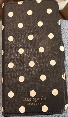 Kate Spade New York I m All Ears iPhone x Folio Case Polka Dot Black White