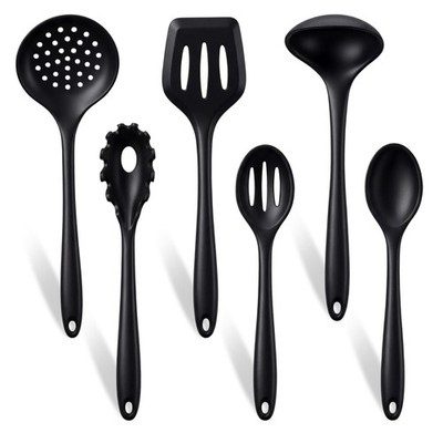 TeamFar Silicone Cooking Utensils Set of 6, Heat Resistant small, Black