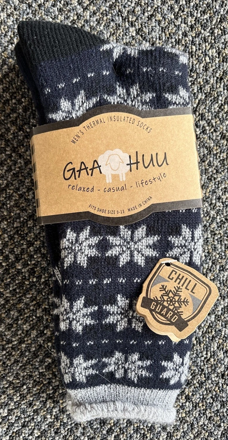 GAA HUU Mens Thermal Insulated Socks Size 9-13 Black Chill Guard NWT