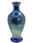 Fenton Art Glass Favrene Vase w/ Original Label Handmade USA Blue Iridescent NOS