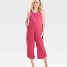 NWT Isabel Maternity by Ingrid  Isabel Light Red Gauze Jumpsuit - Size Medium