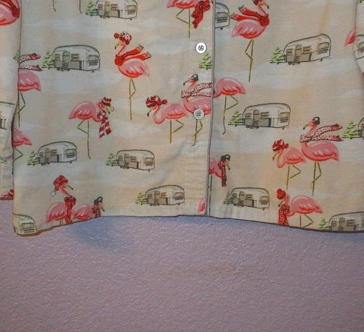 Nick & Nora Trailer Park Flamingo Pajamas Size L Flannel Top & Pants Holiday - Image 3 of 4