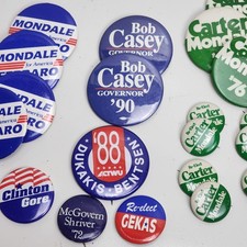 Political Buttons 1970's 1980's Presidential Congress Vote For 22 Pins