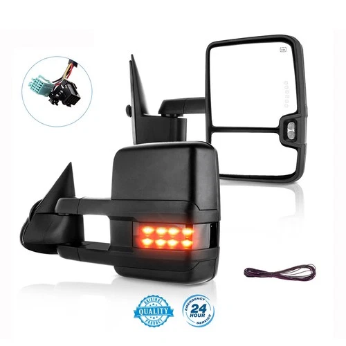 Mirrors For 2003-07 Chevy Glass L&R Power Heated Black Clearance Light Signal