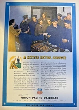 1943 Magazine Advertisement Union Pacific Railroad World War II A Little Extra
