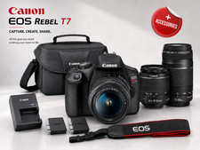 Canon - EOS Rebel T7 DSLR Video Two Lens Kit with Plus Accessories