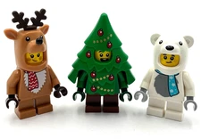 Lego New Christmas Minifigures Reindeer Polar Bear and  Xmas Tree Costume Figs