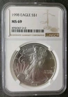 1998 $1 American Silver Eagle Dollar NGC MS69