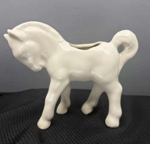 Antique 1930’s-1940’s McCoy Matte-White Horse Planter 6-1/4x5-1/2x2 VG++ Clean!