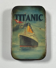 RMS Titanic White Star Line Ship Tin Container Titanic Souvenir Gift Set Aged Re