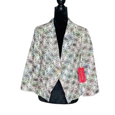 Yuvita Size Small Lagenlook Art To Wear Linen One Button Blazer Muted Colors New