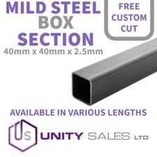 40mm x 40mm x 2.5mm - MILD STEEL BOX SECTION - VARIOUS LENGTHS - FREE CUSTOM CUT