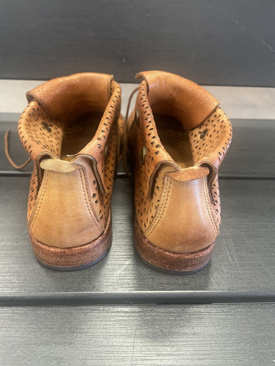 PATRICIA NASH Leather Tan Sabrina Perforated Ankle Booties  display picture 3