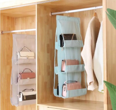 Hanging Handbag Organizer 6-Pocket – Closet Purse Bag Storage Holder 