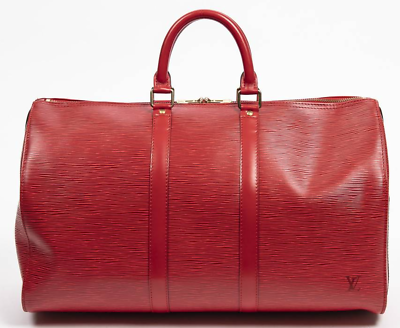 LOUIS VUITTON DUFFEL RED EPI LEATHER 45 DUFFLEBAG PURSE HANDBAG | eBay