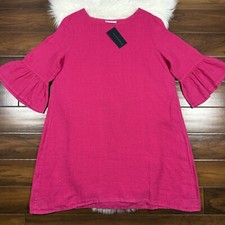 Bryn Walker Women's Size Large Pink Lantana Linen Bell Sleeve Phryne Shift Dress