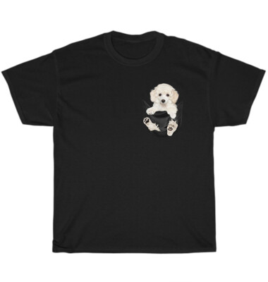 White Poodle In Pocket Dog Face Pet Puppy Animal Lover T-Shirt Unisex Tee Gift