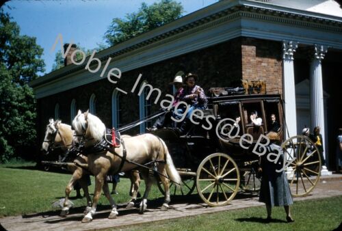 1953 Stagecoach with Horses Greenfield Village Red-Border Kodachrome Slide - Picture 1 of 2