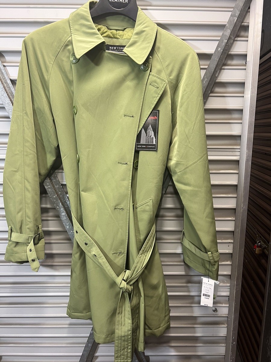 New York Company Trench Coat Womens Light Green Belted Peacoat