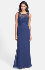 Jim Hjelm Occasions Illusion Lace Bodice Chiffon Dress Size 4