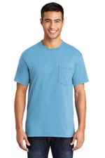Port & Company PC55P Mens 50/50 5.5 oz T-Shirt with Pocket S-6XL Plain Tee