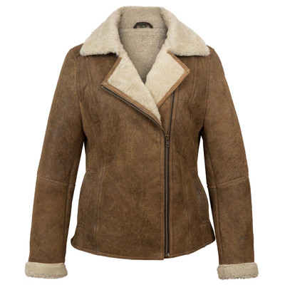 Damen B3 Bomber Flieger Lammfell Lederjacke - Handarbeit echtes Lammfell Fu