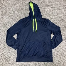 Layer 8 Men’s Pullover Hoodie Navy Blue and Green Medium