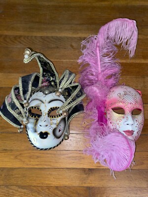 Paar seine Maskerade Ball Gesichtsmasken venezianische Vollaugenfeder Burlesque