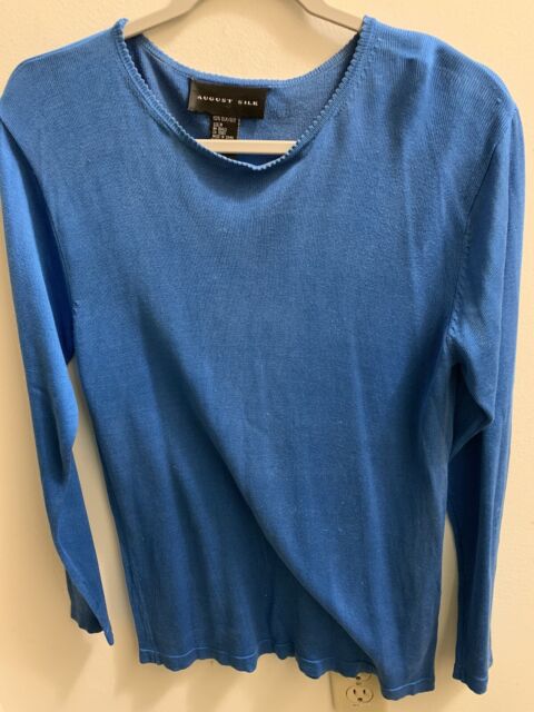 August Silk Sweater Size Medium Long Sleeve 100% Silk Very Nice