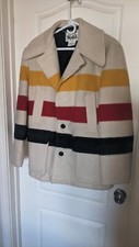 VINTAGE 1960'S-70'S HUDSON BAY 100 WOOL TRADE BLANKET COAT/JACKET