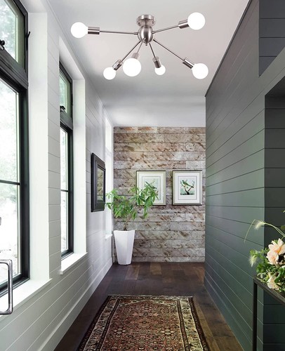 6 Lights Sputnik Chandeliers, Modern Semi Flush Mount Ceiling Light Fixture Mid - Bild 7 von 17