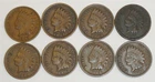LOT of 8 • U.S. Indian Head Pennies ALL Have Weak LIBERTY penny FREE SHIP d37
