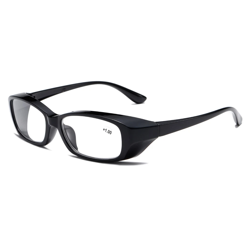 Gafas de lectura con marco negro 4 PK lentes transparentes para hombres lectores de alta resistencia para trabajo Foto 2 de 4
