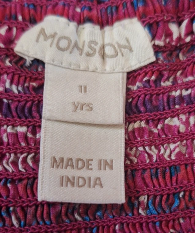 Vestido de Verano Monzón Estampado Mariposa Pecho Prensado Correa Ajustable Algodón 11-12 Foto 3 de 4