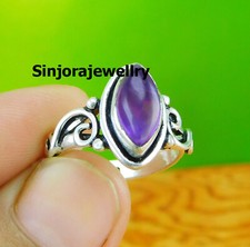 Amethyst gemstone ring 925 sterling silver handmade Gift US size 5 to 10