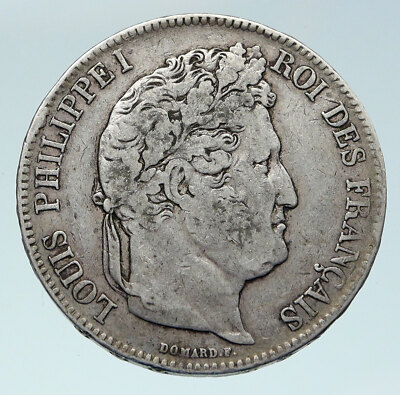 『NGC AU58』フランスルイ・フィリップ1世5フラン銀貨（1837年）A 1832 FRANCE King Louis Philippe I French Antique OLD Silver 5