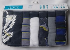 The Children's Place Boys L 10-12 Dino Briefs 7-Pack White Blue Gray  New