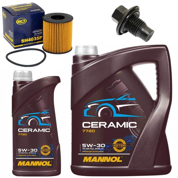 MotoröL Filter Set Mannol 5W-30 6 Liter + Schraube FüR Citroen Jaguar Peugeot-image