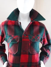 Vintage 60's/70's LL Bean Wool Check Jac/Shirt Green & Red Size Small Excellent!