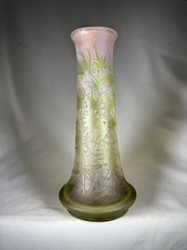 Vase Émile gallé à décor « Chardons Vert » en fleur Art Nouveau 