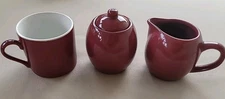 Little Vintage Cranberry Colored Creamer And Sugar Old Amsterdam Porcelain Works